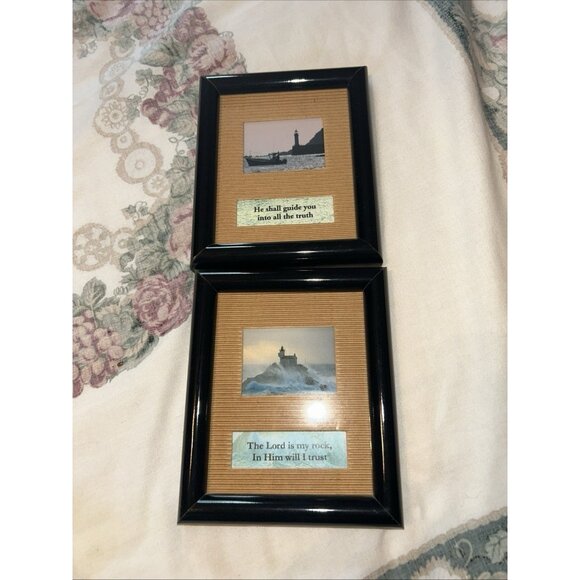 Lot 2 Nautical Biblical Themed Picture Framed Lighthouse Bristol Gifts CO. 6"x5” - Picture 3 of 8